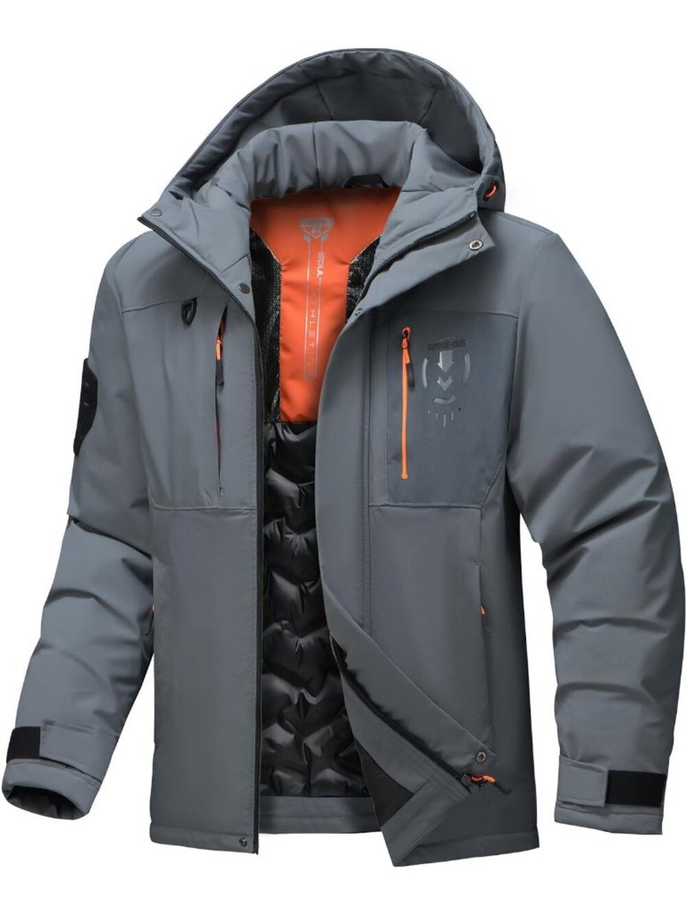 Lightweight Insulated Hooded Jacket - Men's Thermal Waterproof Windproof Coat